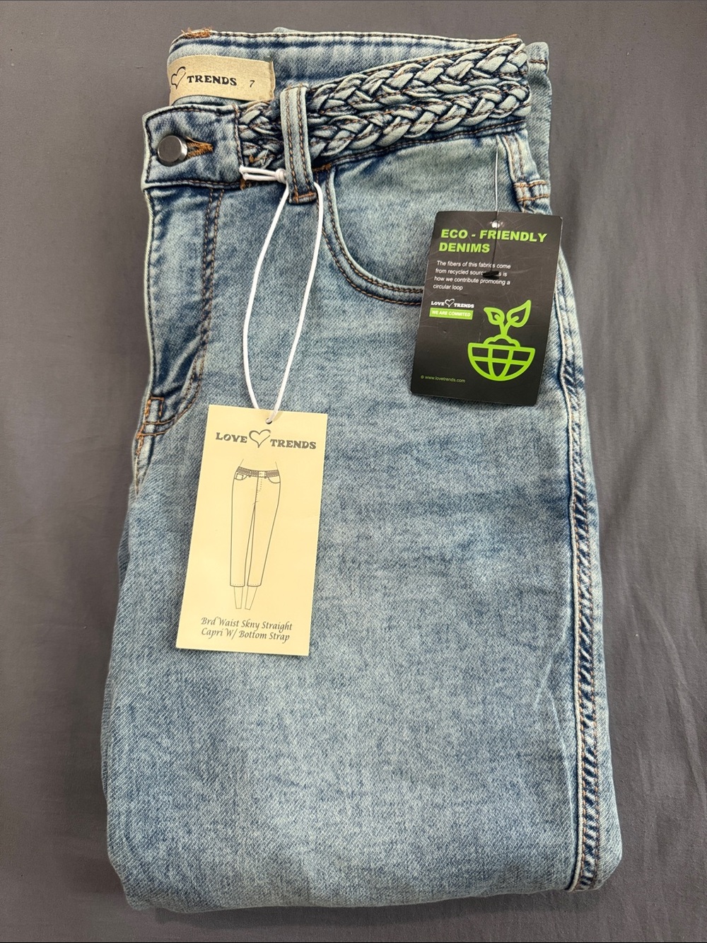 Love Trends Light Wash High-Rise Jeans with Braided Belt